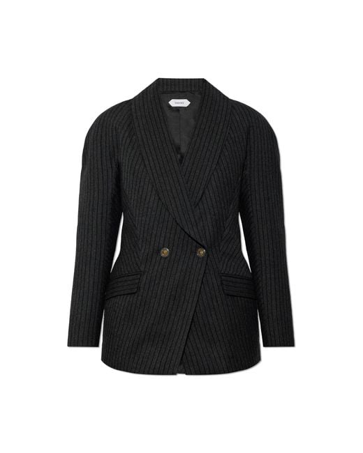 Versace Black Wool Pinstripe Blazer