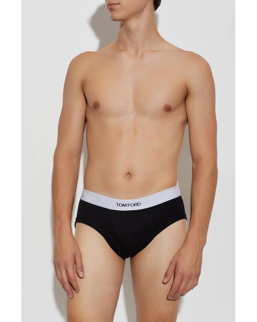 Tom Ford Black Two-Pack Of Cotton Briefs With Logo for men