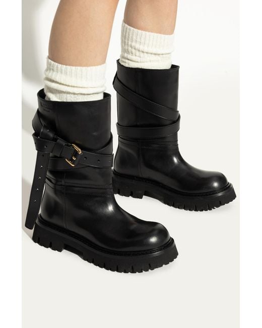 Moschino Black Leather Ankle Boots