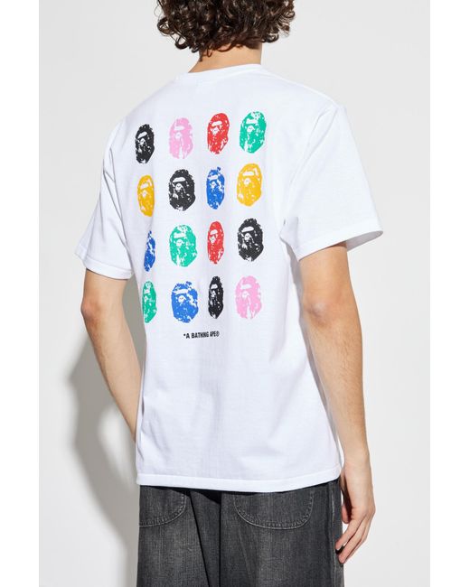 A Bathing Ape White T-Shirt With Print for men
