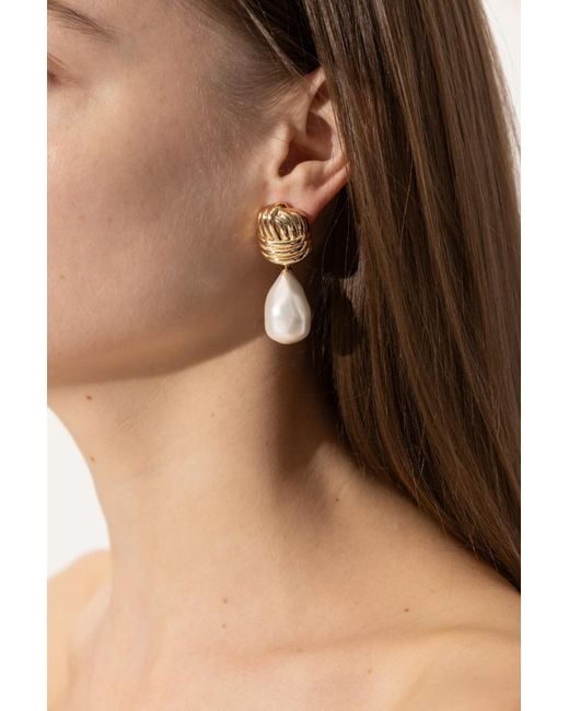 Self-Portrait White Brass Earrings With Pearl