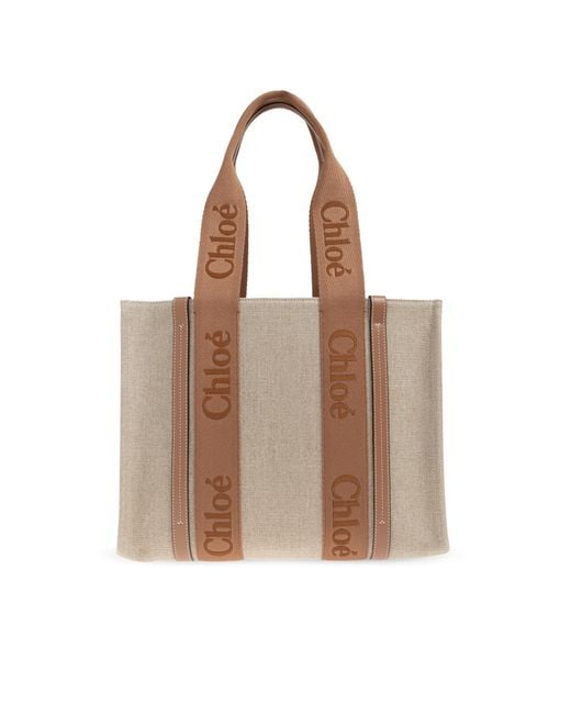 Chloé Brown "Woody Medium" Shopper Bag
