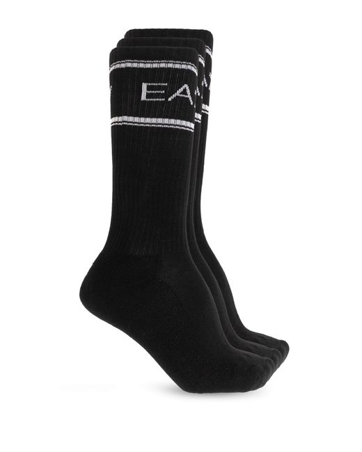 EA7 Black Three-Pack Of Socks for men