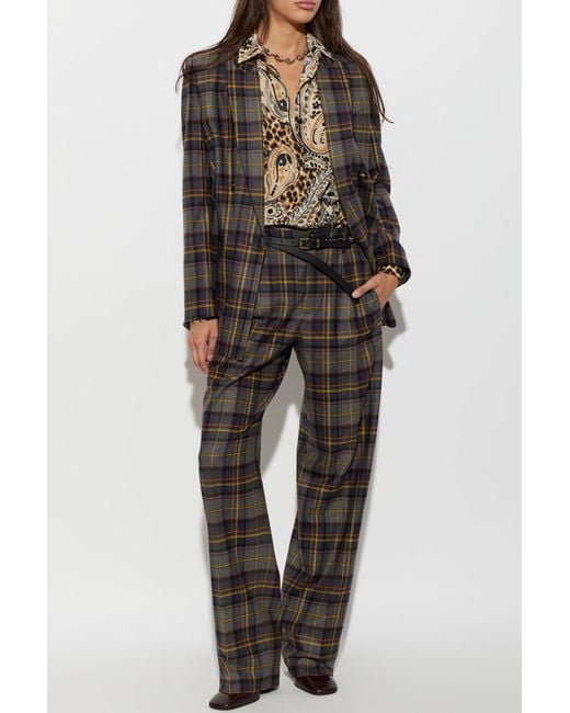 Etro Black Wool Pleated Trousers