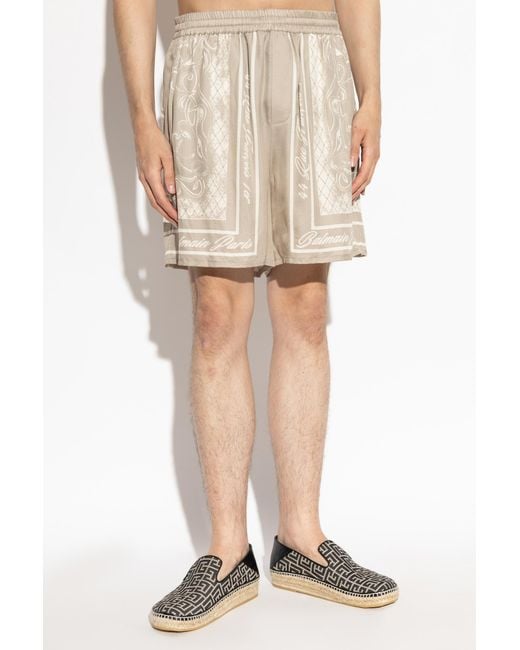 Balmain Natural Printed Shorts for men