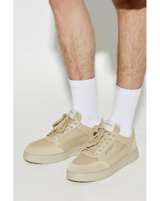 Emporio Armani Natural Sports Shoes With Logo for men