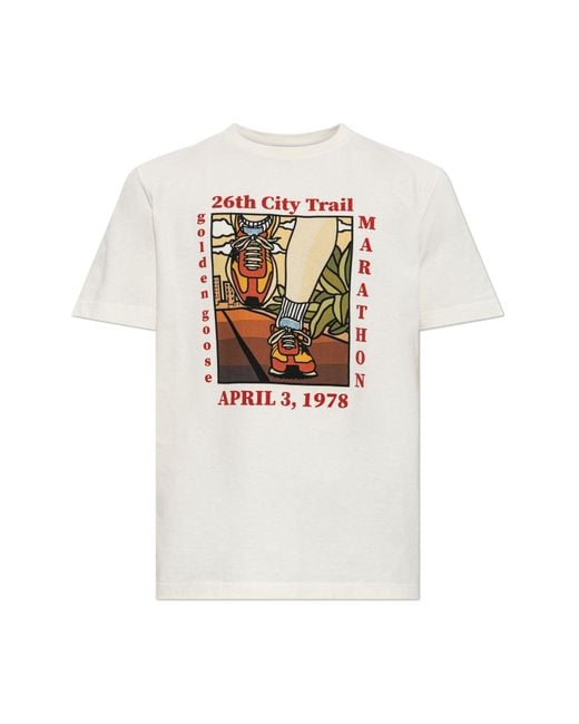 Golden Goose Deluxe Brand White T-Shirt With Print for men