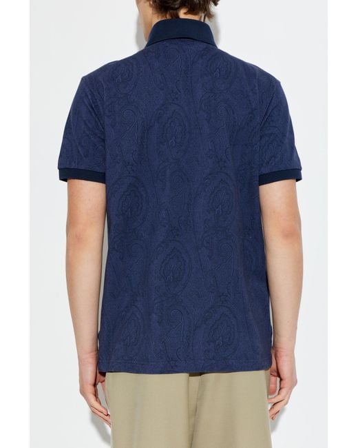Etro Blue Polo With Logo Patch for men
