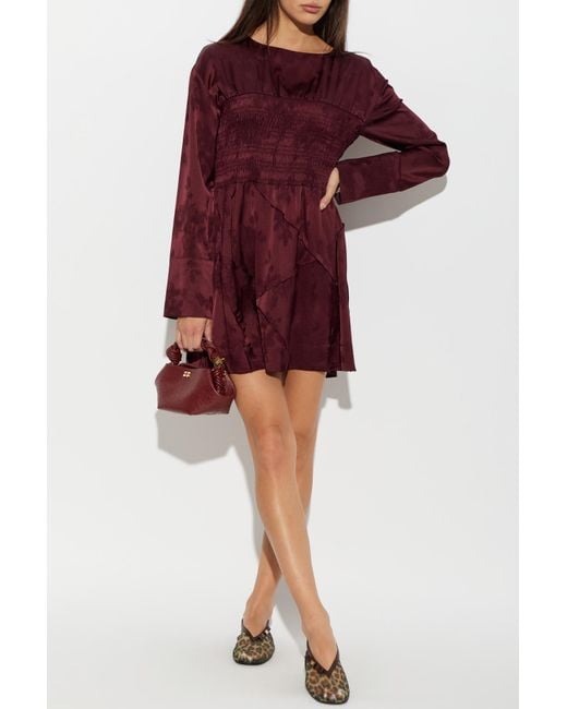 Ganni Purple Floral Print Dress