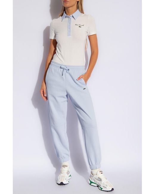 Lacoste Blue Trousers With Patch,