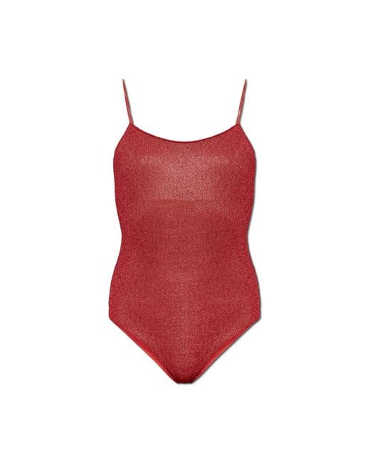 Oseree Red One-Piece Swimsuit With Lurex Thread