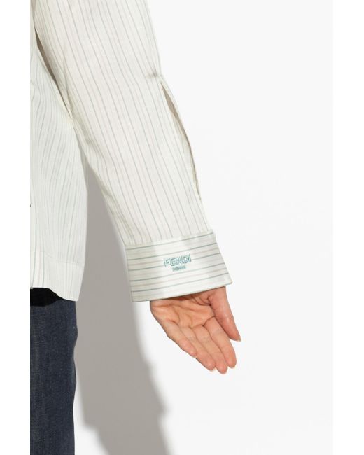 Fendi Natural Silk Shirt With Stripe Pattern
