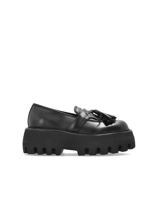 McQueen Black Loafers On A Platform