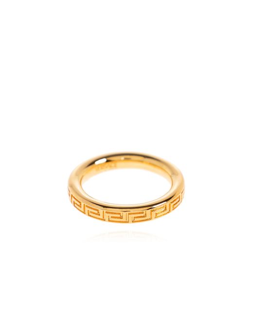 Versace White Ring With Engraved Pattern