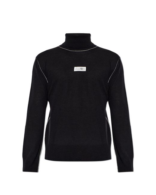 MM6 by Maison Margiela Black Turtleneck With Contrasting Stitching for men