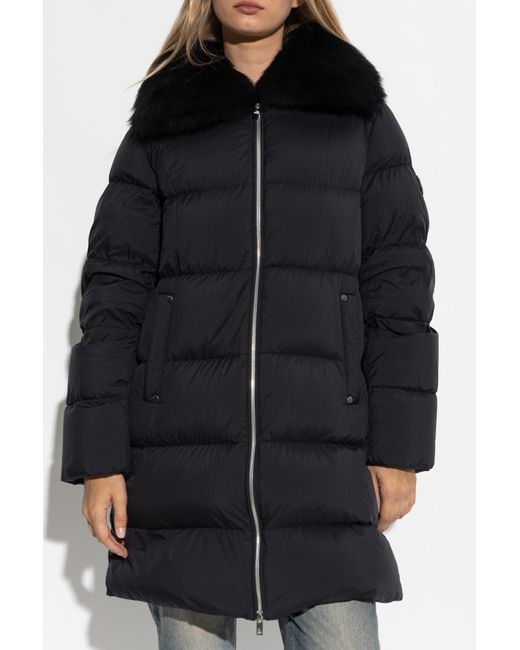Moose Knuckles Black Long Down Coat 'Belle Dune'