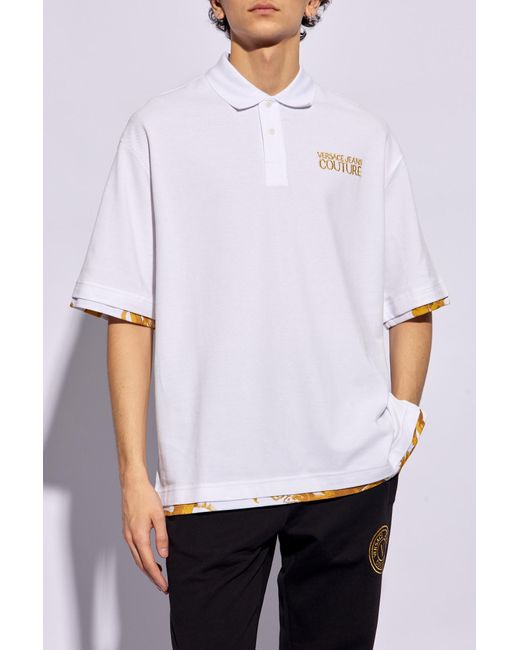 Versace White Polo Shirt With Logo, for men