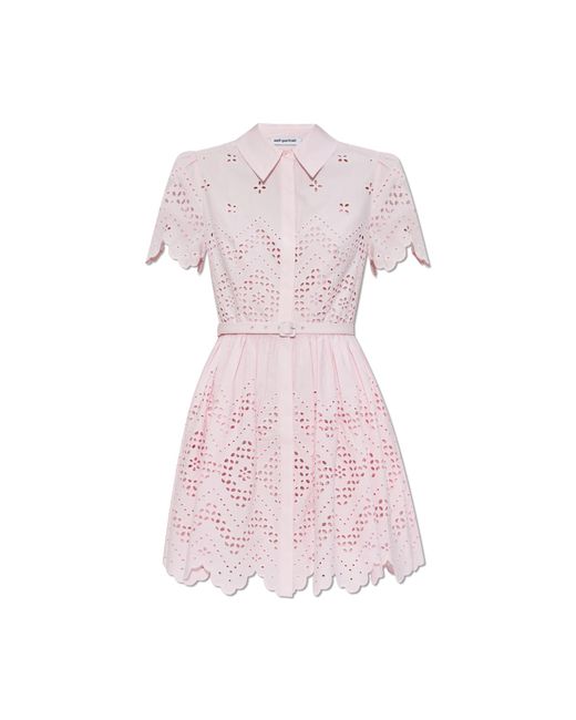 Self-Portrait Pink Lace Dress With Belt