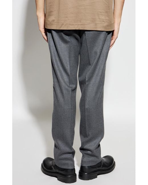 Emporio Armani Gray Wool Trousers With Pressed Crease for men