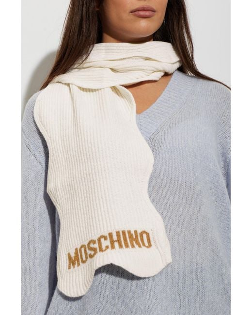 Moschino Natural Scarf With Logo