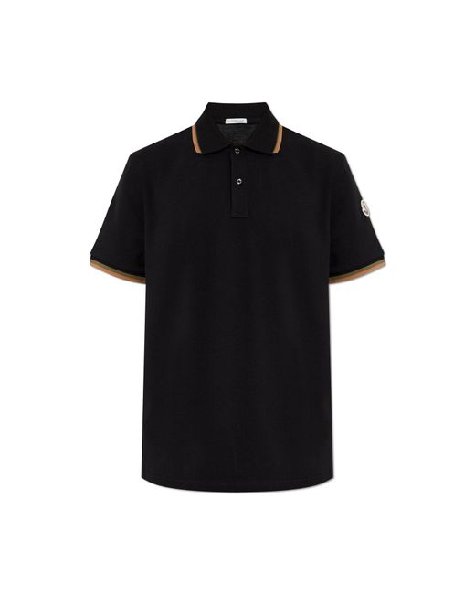 Moncler Black Polo With Logo Patch for men