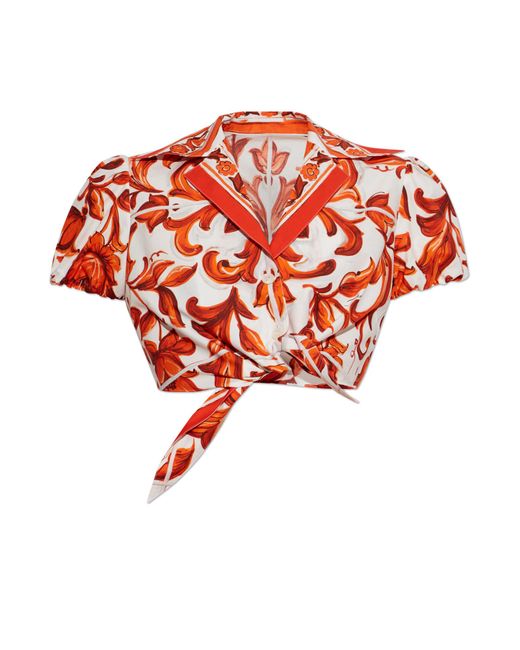 Dolce & Gabbana Red Top With "Majolica" Print