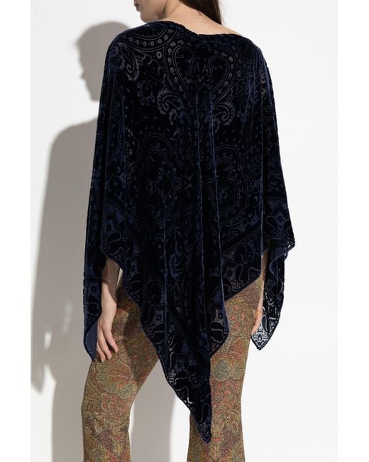 Etro Blue Velvet Poncho