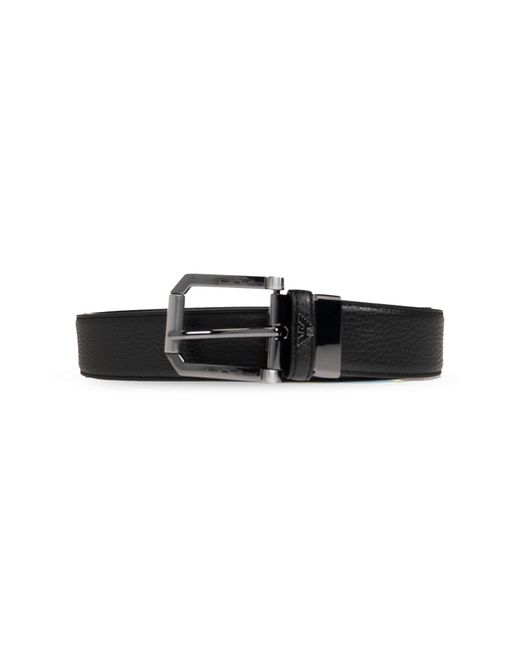 Emporio Armani Black Leather Belt for men