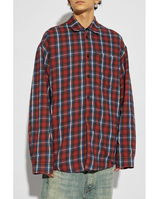 Balenciaga Checkered Pattern Shirt for men