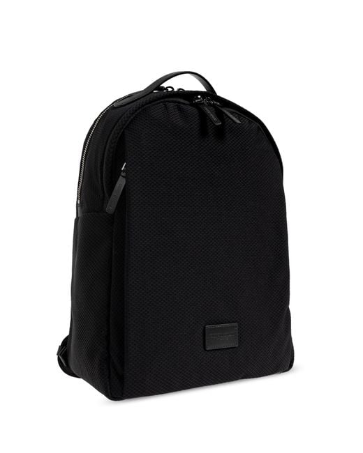 Giorgio Armani Black Backpack With Logo Patch for men