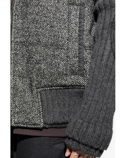 Dolce & Gabbana Black Jacket With A Herringbone Pattern for men