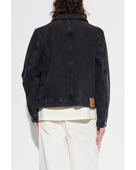 AMI Black Denim Jacket With Pockets for men