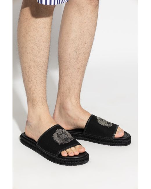 Dolce & Gabbana Black Flip-Flops With Logo for men