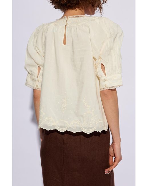 Posse White 'mylah' Top With Puff Sleeves ,