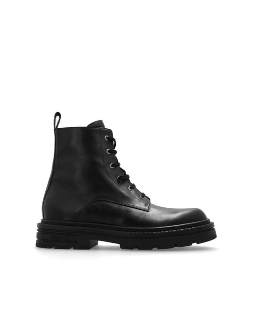 Versace Black Leather Ankle Boots for men