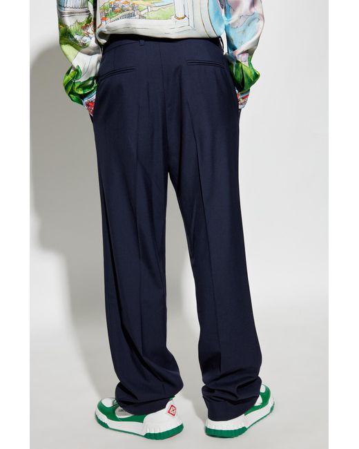 Casablanca Blue Wool Trousers With Crease for men