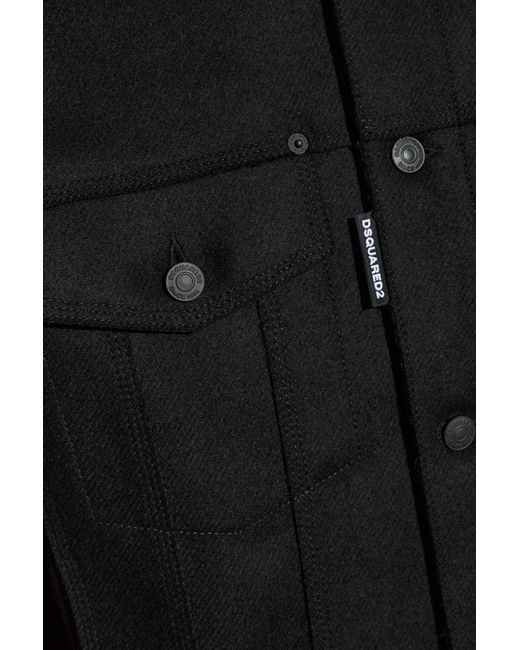 DSquared² Black Wool Jacket With 'Vintage' Effect for men