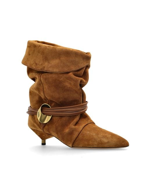 Isabel Marant Brown Suede Heeled Ankle Boots 'Edrika'