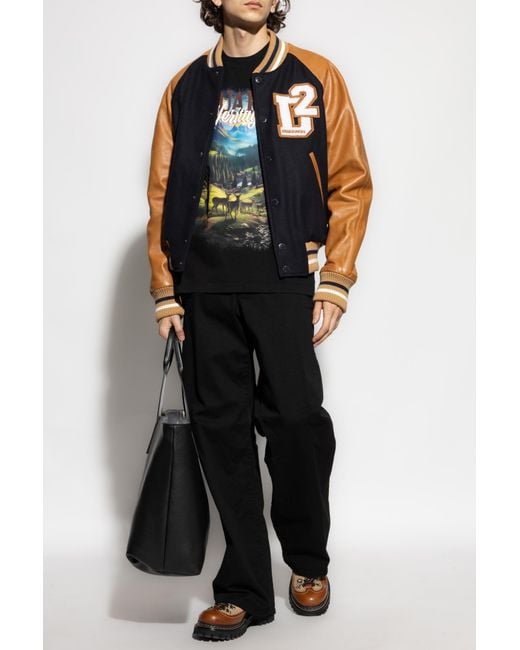 DSquared² Black T-Shirt With Print for men