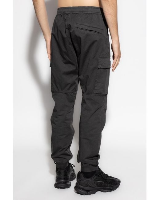 Stone Island Black Trousers With Logo for men
