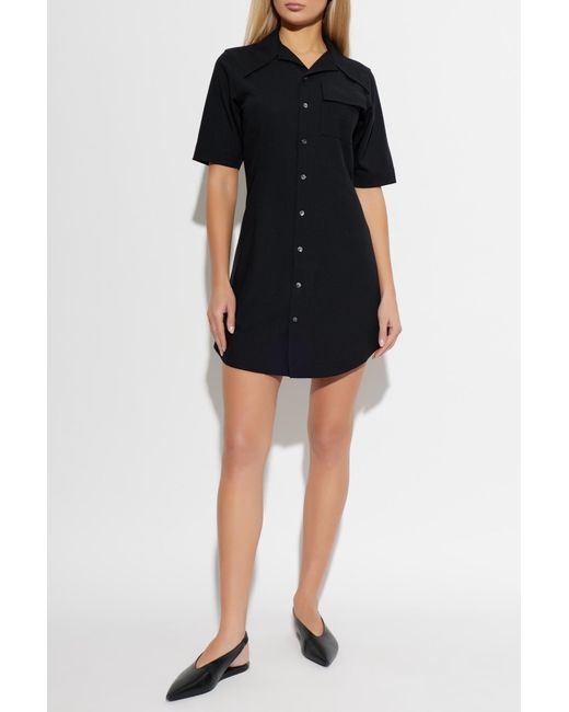 AMI Black Wool Dress With Pocket