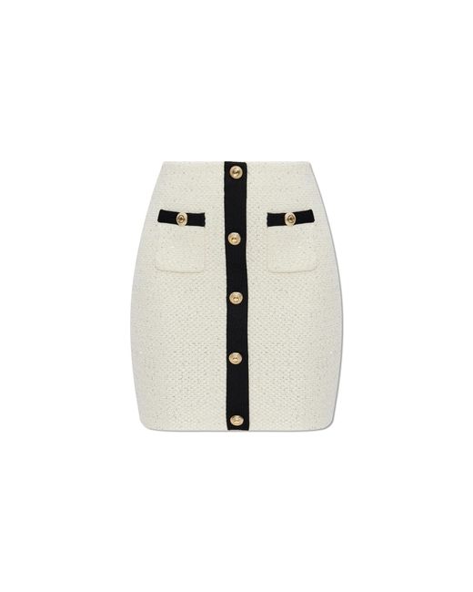 Self-Portrait White Skirt With Shimmering Appliqués
