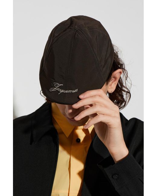 Jacquemus Black Cap With Embroidered Logo for men