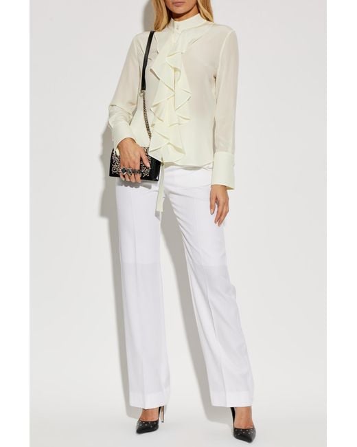 McQueen White Wool Trousers With Crease