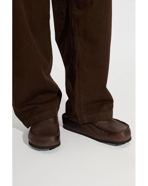 Birkenstock Brown "Naples Wrapped Double Stitch" Shoes for men
