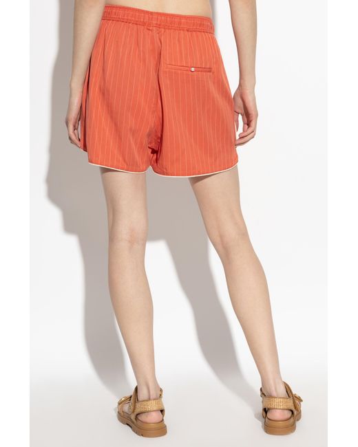 Munthe Orange Striped Pattern Shorts