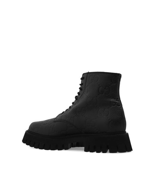 Gucci Black GG Leather Boot for men