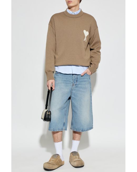 AMI Blue Sweater With Logo for men