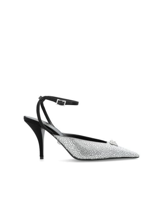 Versace White Heeled Shoes With Shimmering Sequins