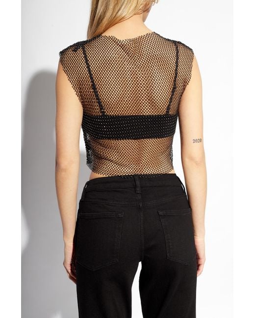 AllSaints Black 'Calytrix' Sparkling Crop Top